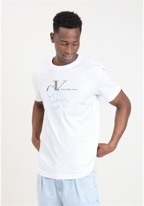 White men's t-shirt with logo print on the front CALVIN KLEIN JEANS | J30J325352YAFYAF